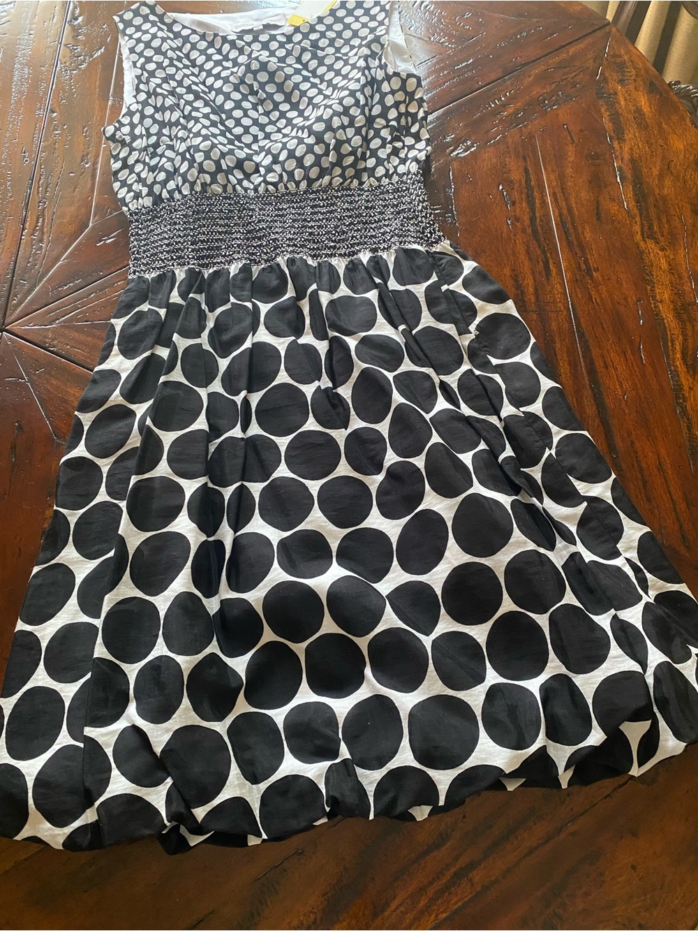 Donna Degnan Black & White Polka Dot Sleeveless Dress